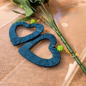 Fabric Heart Shaped Costume Earrings